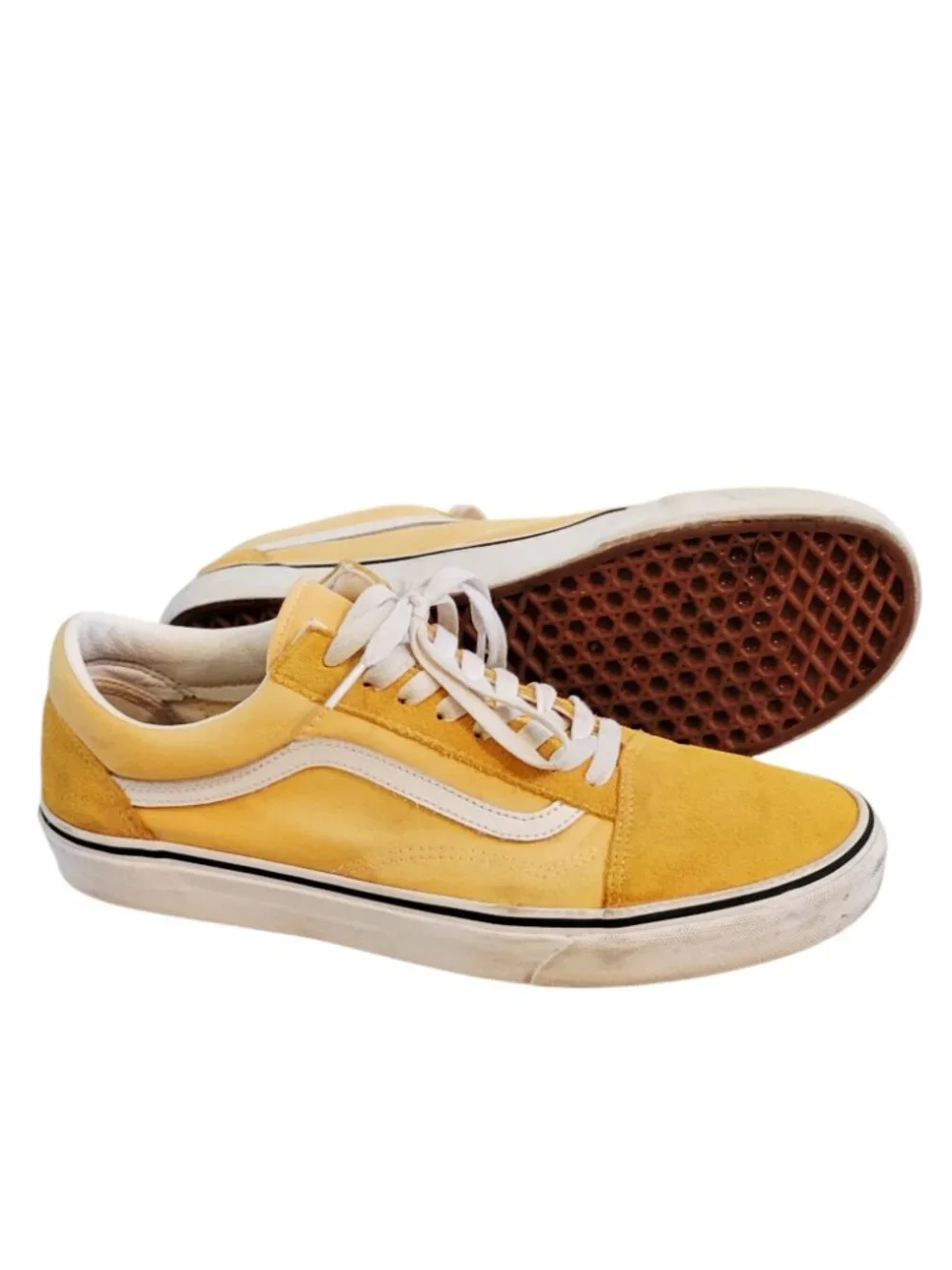 Vans Old Skool Yellow White Suede Canvas Lace Up Sneakers Men's Size 12